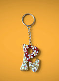 Resin "R" with Daisies Keychain
