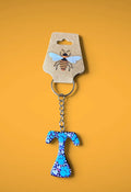 Resin "T" with Paw Prints Keychain