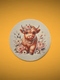 Cute Baby Cow Wooden Round
