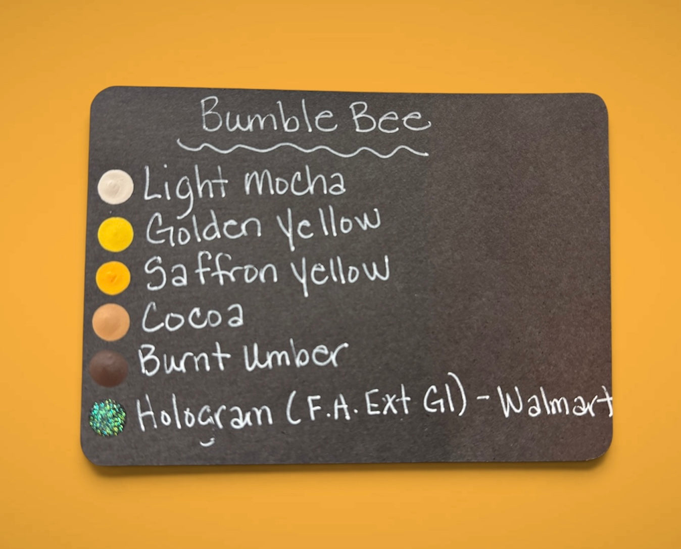 Bumble Bee Color Palette Card