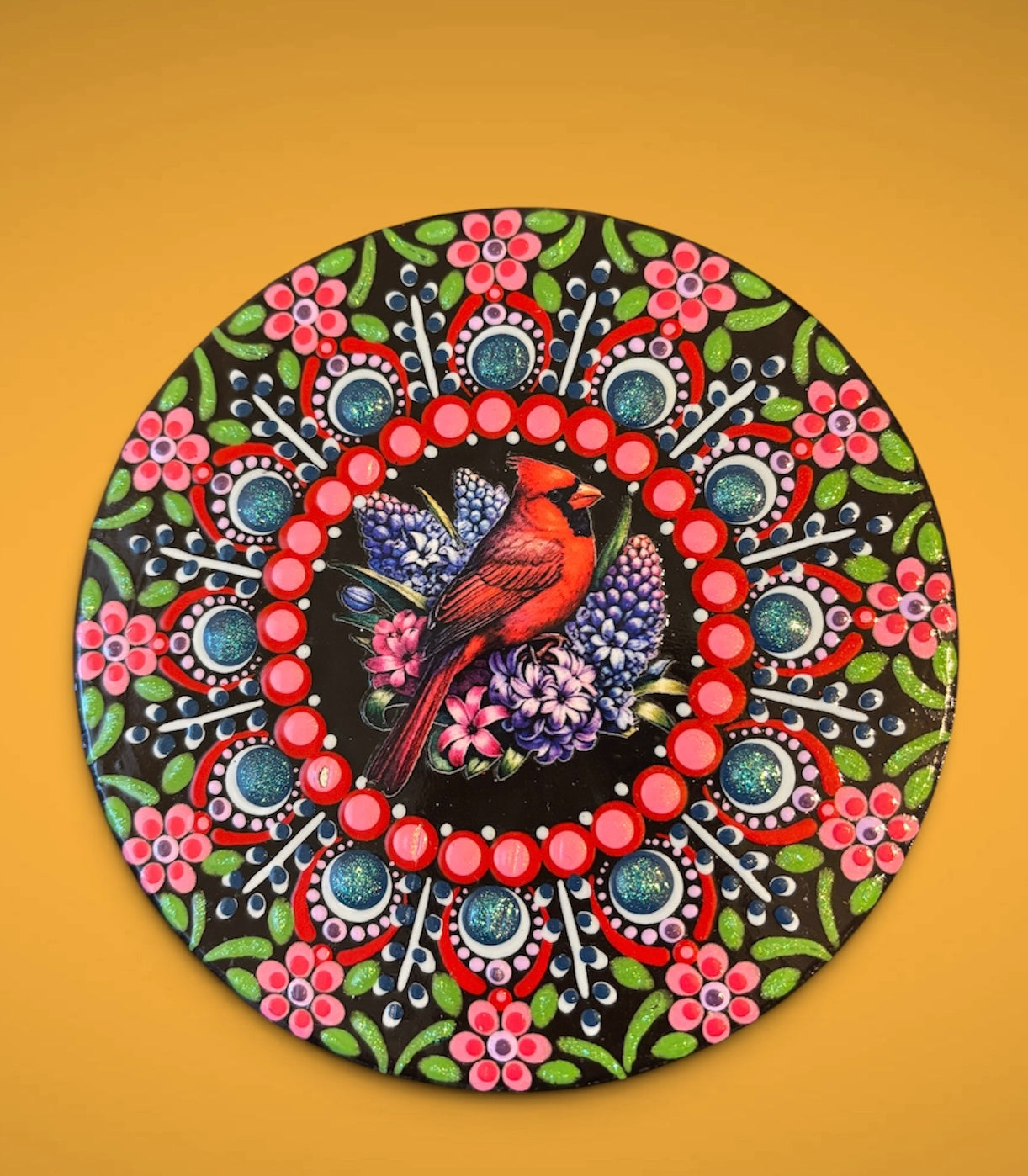 Hand Painted Cardinal Coaster