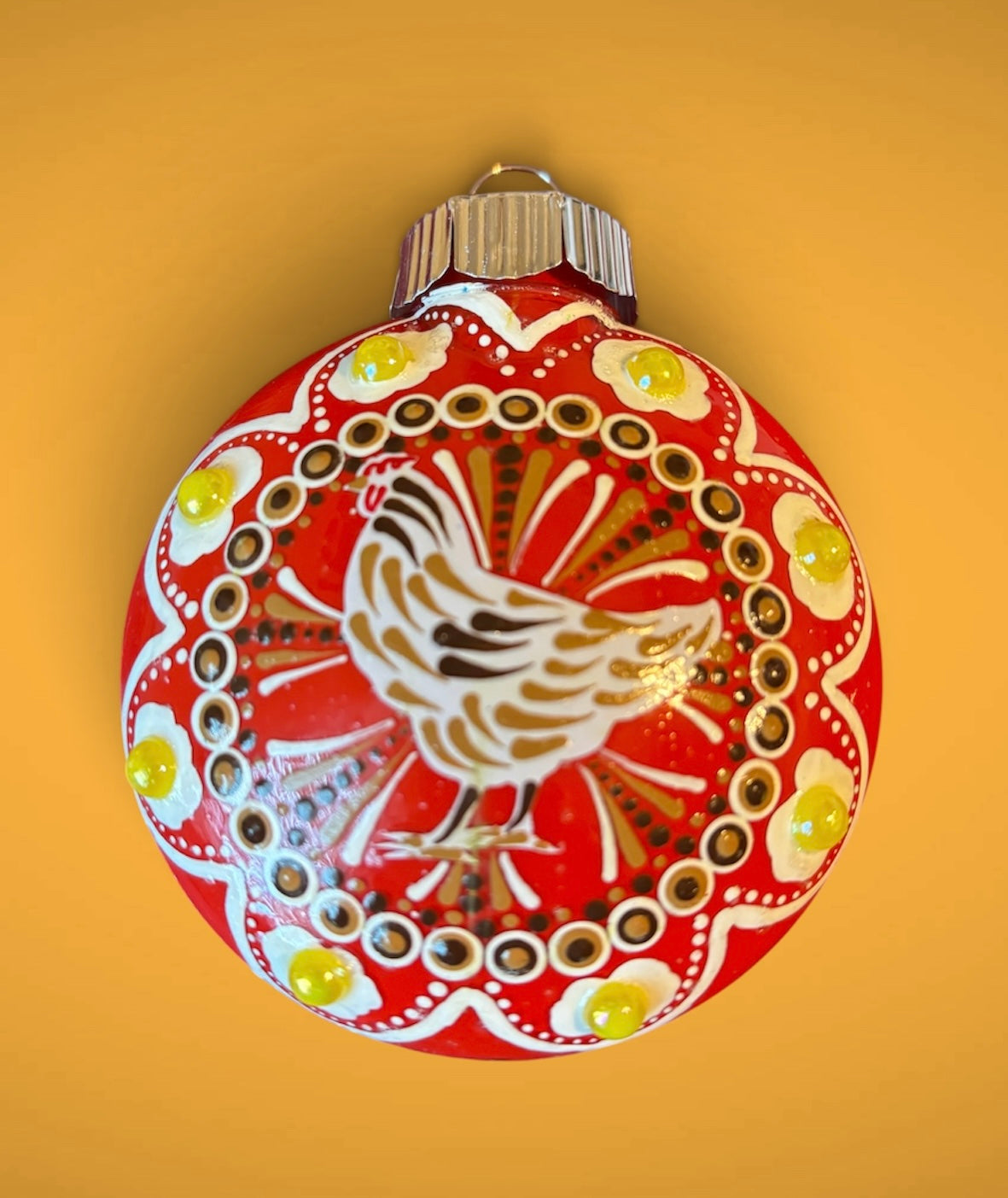 Hand Painted Chicken and Egg Ornament