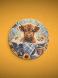 Cow in Bubble Bath Wooden Round
