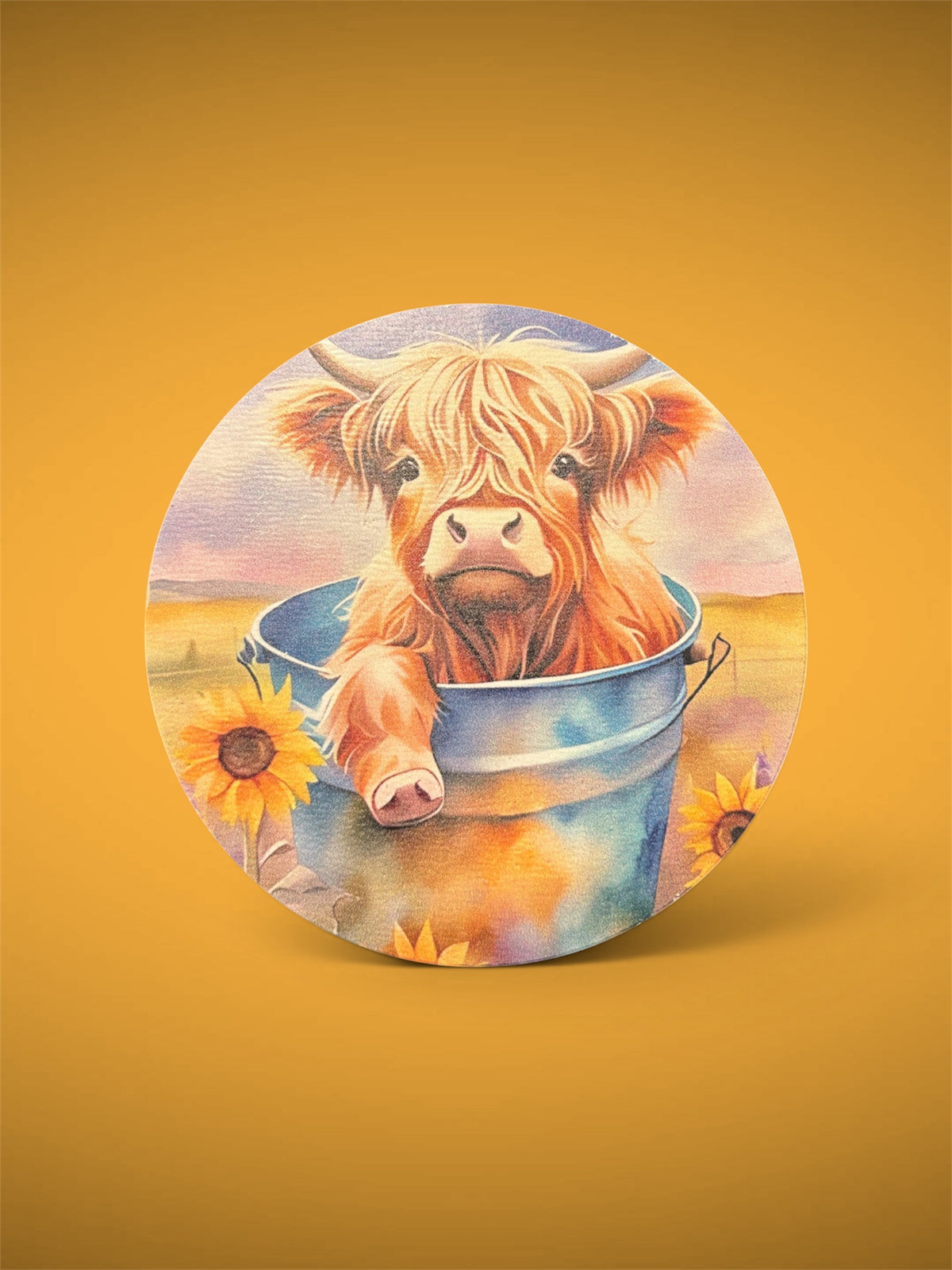 4-Inch Cow Wooden Round