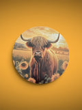 Cow in Field Wooden Round