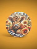 Cow with Sunflowers Wooden Round