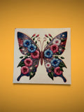 Floral Butterfly Pink, Blue and White UV DTF Decal