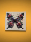 Floral Butterfly Pink & Blue UV DTF Decal