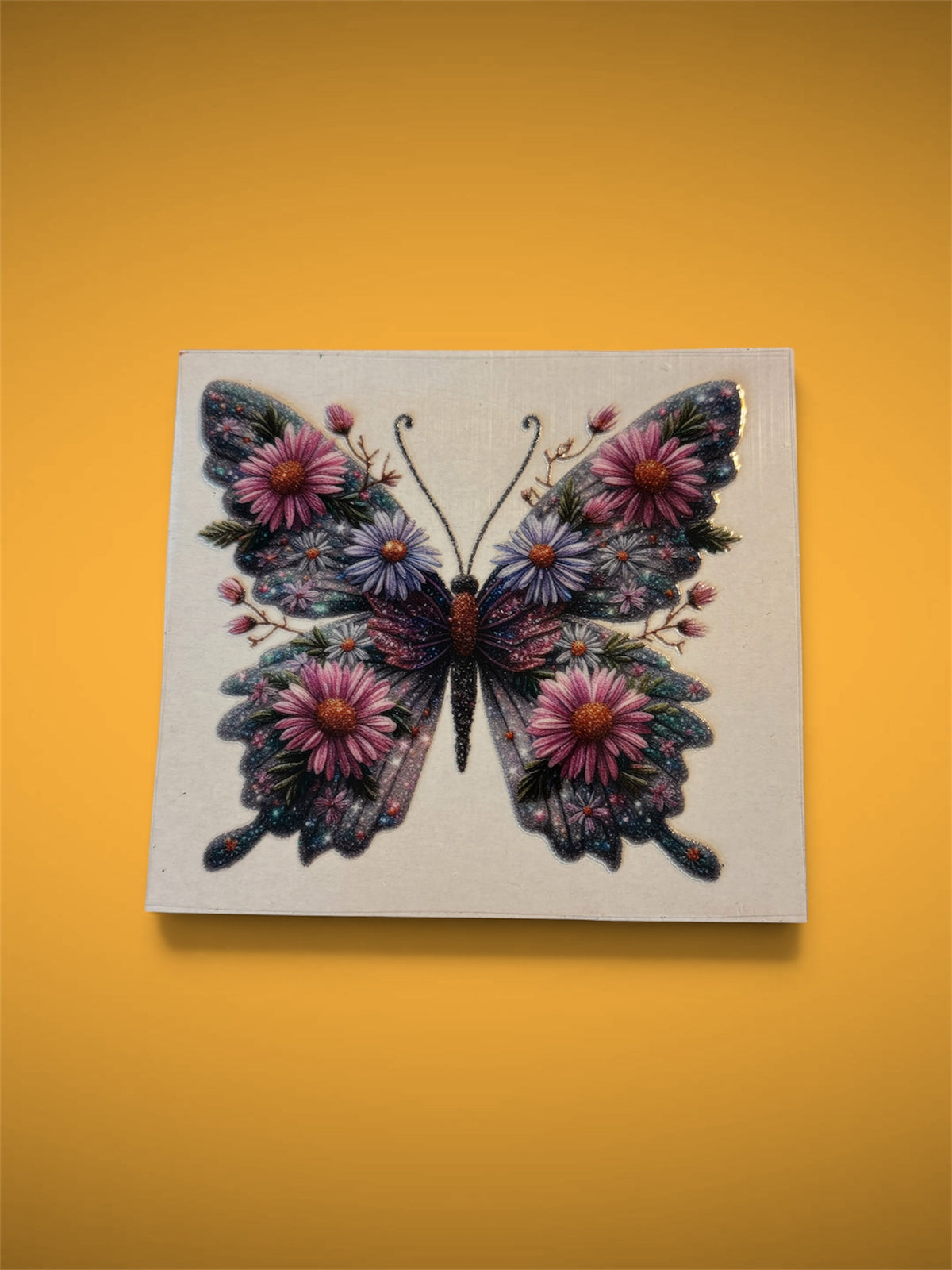 Floral Butterfly Pink & Blue UV DTF Decal