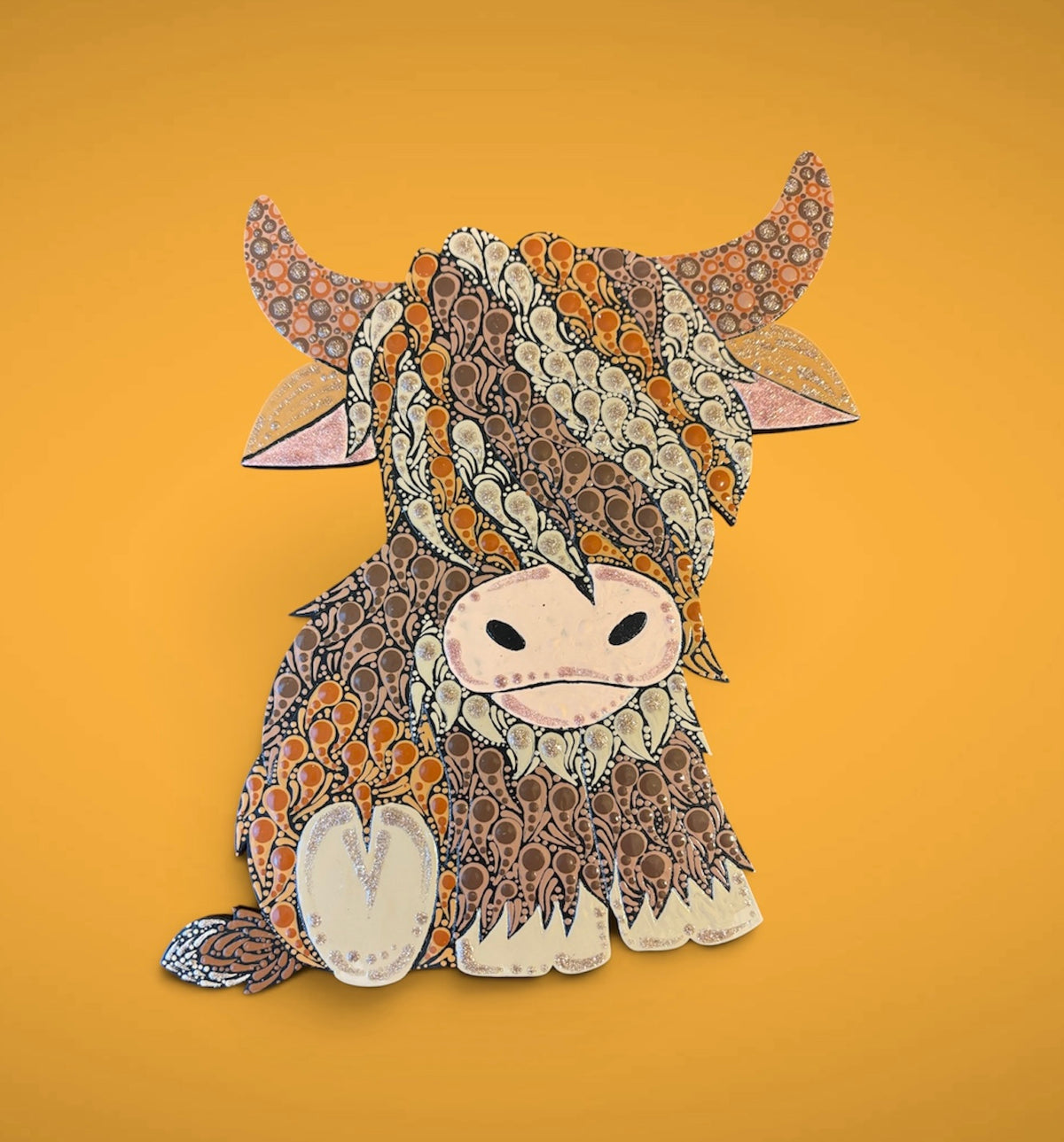 Hand Painted Highland Cow Wooden Shape