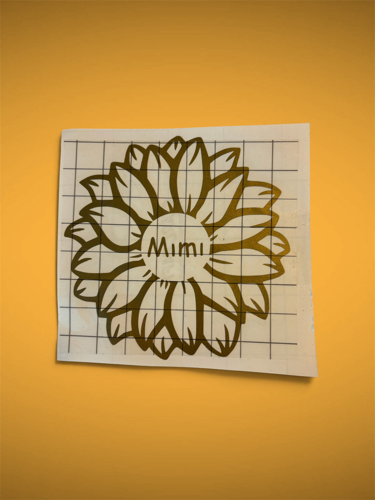 Sunflower Decal with Mimi in the Center - Gold